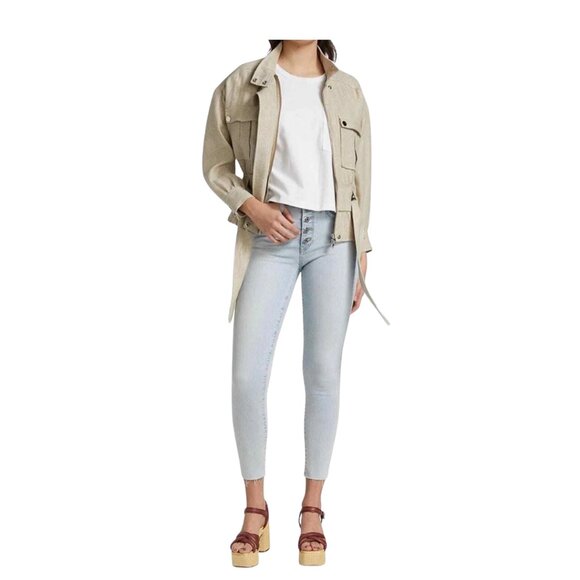 Veronica Beard Women's York Linen Bomber Jacket - Stone. Size 10 - Picture 5 of 8